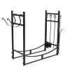 Steel Firewood Log Storage Rack Accessory and Tools for Indoor Outdoor Fire Pit Fireplace - 30inch
