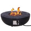 30,000 BTU Faux Woodgrain Round Propane Gas Fire pit With Weather cover, Lava Rocks For Outdoor - as Pic