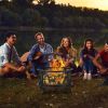 Outddor Patio Garden Beach Camping Bonfire Party Fire Pit With BBQ Grill - Black A - 26"