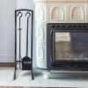 5 Pcs Iron Fireplace Tools Sets; Fireplace Accessories Tools with Holder; for Indoor Outdoor Fireplace Fire Pit; Black - Black