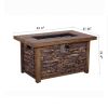 Best Choice Product 50,000 BTU Rectangle Fire Pit Table, Faux Woodgrain Top And Faux Stone Texture Base Propane Gas Fire Table For Outdoor - as Pic