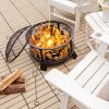 Outddor Patio Garden Beach Camping Bonfire Party Fire Pit With BBQ Grill - Black A - 26"