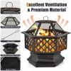 Outddor Patio Garden Beach Camping Bonfire Party Fire Pit With BBQ Grill - Black - 26"