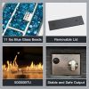 Fire Pit Table 43.3 Inch with Glass Wind Guard, 50,000 BTU Smokeless Fire Pits for Outside,Outdoor Wicker Gas Fire Pits for Patio (Dark Gray) - as Pic