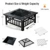 Outddor Patio Garden Beach Camping Bonfire Party Fire Pit With BBQ Grill - Black - 32"