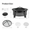 Outddor Patio Garden Beach Camping Bonfire Party Fire Pit With BBQ Grill - Black A - 32"