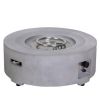 Diameter 30 Inch x 11 Inch Round Faux Concrete Texture Propane Gray Fire Pit With PVC Weather Cover - as Pic