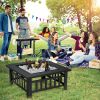 Outddor Patio Garden Beach Camping Bonfire Party Fire Pit With BBQ Grill - Black - 32"