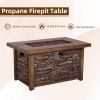 Best Choice Product 50,000 BTU Rectangle Fire Pit Table, Faux Woodgrain Top And Faux Stone Texture Base Propane Gas Fire Table For Outdoor - as Pic
