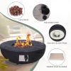 30,000 BTU Faux Woodgrain Round Propane Gas Fire pit With Weather cover, Lava Rocks For Outdoor - as Pic
