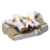 5 Piece Gas Fireplace Logs Birch,Ceramic Log Set Birch Wood Style for Indoor or Outdoor Firepit - White