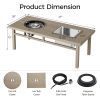 3-in-1 Coffee Table with Ice Bucket and Fire Pit - Beige - as Pic
