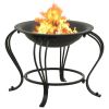 Fire Pit with Poker 19.3" Steel - Black