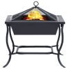 Fire Pit Black 16.5"x16.5"x17.7" Steel - Black