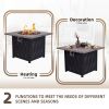 Faux Woodgrain Table top And Steel Base Propane Outdoor Fire Pit Table With Lid - as Pic