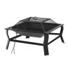 30" Square Wood Burning Fire Pit with Mesh Screen - Black