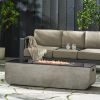 Outdoor Patio Concrete Fire table, Rectangle Gas Burning 56-Inch Fire Pit - 50, 000 BTU, Light Gray + Black - as Pic
