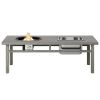 Wholesale Aluminum Outdoor Coffee Dining Patio Firepit Table Propane Gas Fire Pit Table With Stainless Steel Ice Tub - as Pic