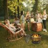 Outddor Patio Garden Beach Camping Bonfire Party Fire Pit With BBQ Grill - Black - 26"