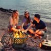 Outddor Patio Garden Beach Camping Bonfire Party Fire Pit With BBQ Grill - Black - 26"