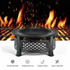 Outddor Patio Garden Beach Camping Bonfire Party Fire Pit With BBQ Grill - Black A - 32"
