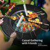 Outddor Patio Garden Beach Camping Bonfire Party Fire Pit With BBQ Grill - Black A - 32"