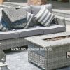 Direct Wicker 5-Piece Wicker Patio Fire Pit Sectional Seating Set with Gray Cushions - Low Table