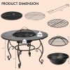 Backyard Garden Party Patio Fire Pit Dining Table - Black - 35.5 In