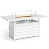 White Rectangle Outdoor Aluminum Glass Windbreak Propane Fire Pit Table For Pool Patio Garden - as Pic