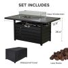 Rectangle Outdoor Black Aluminum Glass Windbreak Propane Fire Pit Table For Coffee Table Pool Patio Garden - as Pic