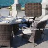 Direct Wicker Outdoor 9 Piece Patio Wicker Gas Fire Pit Set Round Table With Arm Chairs by Direct Wicker - brown