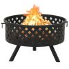 Fire Pit with Poker 26.8" XXL Steel - Black