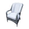 Direct Wicker 7-Piece Patio Wicker Gas Fire Pit Set Rectangular Table With Arm Chairs - gray