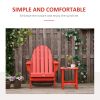 Folding Adirondack Chair, Faux Wood Patio & Fire Pit Chair, Weather Resistant HDPE for Deck, Outside Garden, Porch, Backyard, Red - as Pic