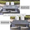 Direct Wicker 7 PCS Patio Gray Conversational Sofa Set With Gas Firepit and Ice Container Dining Table  - Gray