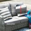 Direct Wicker Fire Pit Table With Chair Rattan Wicker Sofa Set out Door Furniture Garden Set - Grey(tall firepit table)