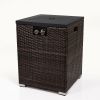 Wicker Fire Pit Column with Glass Wind Guard - as Pic