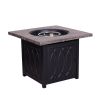 Faux Woodgrain Table top And Steel Base Propane Outdoor Fire Pit Table With Lid - as Pic