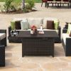 52 Inches Outdoor Wicker Gas Fire Pit Propane Fire Table with Cover - Brown