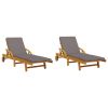 Sun Loungers 2 pcs with Cushions 78.7"x26.8"x32.7" Solid Wood Acacia - Brown