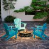HDPE All-Weather Outdoor Adirondack Chair with Cup Holder, Fire Pit Chair for Backyard, Deck, Lawn, Garden, 330lbs Capacity, Light Blue - as Pic