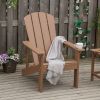 Adirondack Chair, Faux Wood Patio & Fire Pit Chair, Weather Resistant HDPE for Deck, Outside Garden, Porch, Backyard, Brown - as Pic