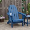 Folding Adirondack Chair, Faux Wood Patio & Fire Pit Chair, Weather Resistant HDPE for Deck, Outside Garden, Porch, Backyard, Blue - as Pic