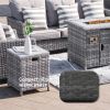 Direct Wicker 5-Piece Wicker Patio Fire Pit Sectional Seating Set with Gray Cushions - Tall Table