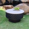 26" Wood Burning Lightweight Portable Outdoor Firepit With Faux Wood Lid Backyard Fireplace for Camping Bonfire - as Pic