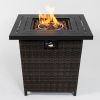 28inch Wicker Square Fire Pit Table - as Pic