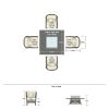 Direct Wicker Outdoor 4-Seat Rattan Square Gas Firepit Dining Set with Eton Chairs and Cushion - 5 Pieces