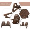 Outsunny 2-Seat Wooden Adirondack Chair, Patio Bench with Table, Outdoor Loveseat Fire Pit Chair for Porch, Backyard, Deck, Carbonized - as Pic