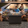 52 Inches Outdoor Wicker Gas Fire Pit Propane Fire Table with Cover - Brown