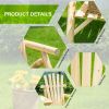 Outsunny 2-Seat Wooden Adirondack Chair, Patio Bench with Table, Outdoor Loveseat Fire Pit Chair for Porch, Backyard, Deck, Natural - as Pic